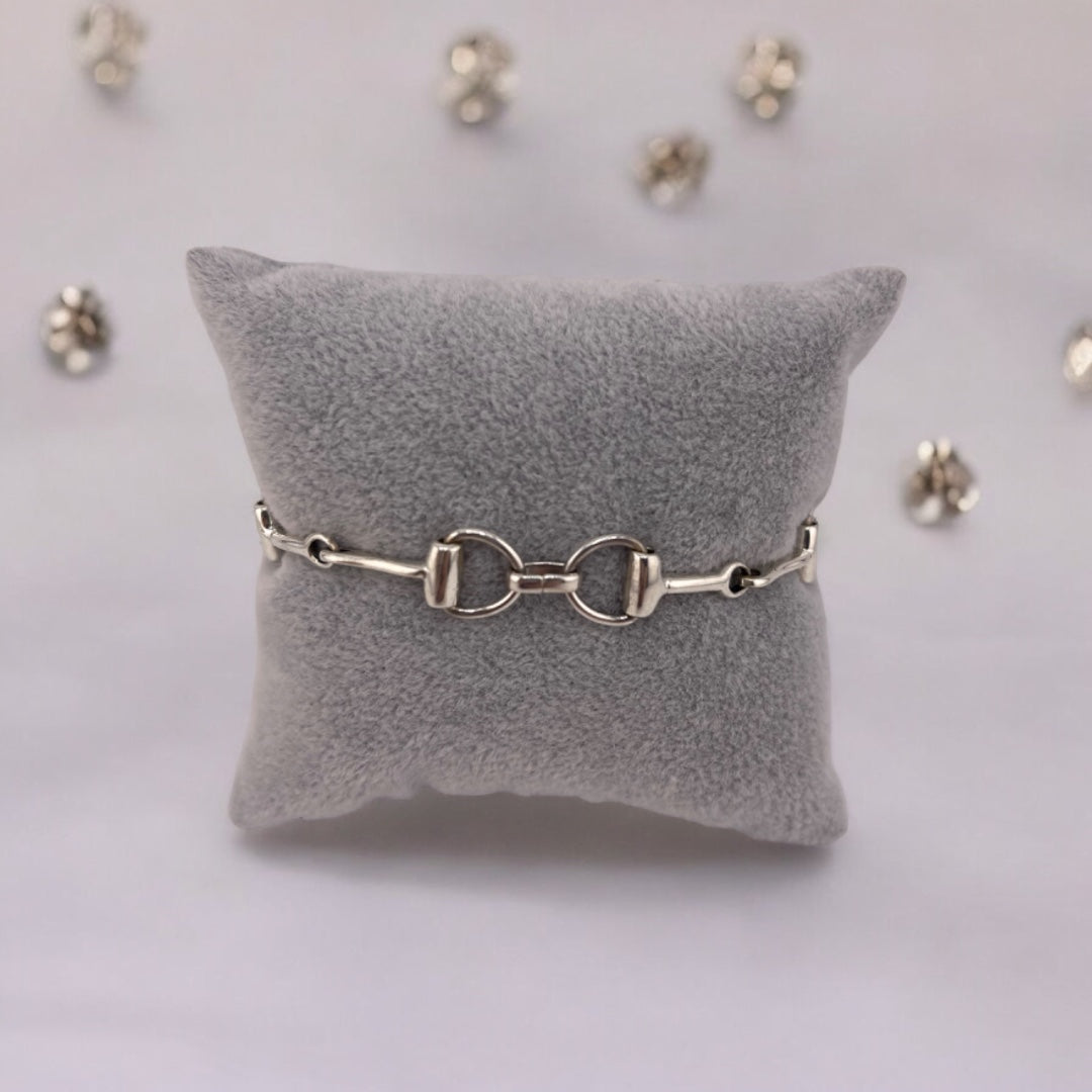 Sterling Silver Interlocking Design Bracelet with Toggle Clasp, Birthday Gift