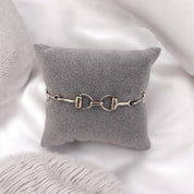 Sterling Silver Interlocking Design Bracelet with Toggle Clasp, Birthday Gift