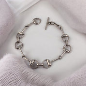 Sterling Silver Interlocking Design Bracelet with Toggle Clasp, Birthday Gift