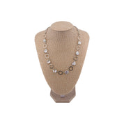 Sterling Silver Necklace with Freshwater Pearls and Circular Hoops - Toggle Clasp Design