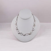 Sterling Silver Necklace with Freshwater Pearls and Circular Hoops - Toggle Clasp Design