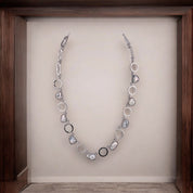 Sterling Silver Necklace with Freshwater Pearls and Circular Hoops - Toggle Clasp Design