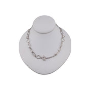 Sterling Silver Necklace with Freshwater Pearls and Circular Hoops - Toggle Clasp Design