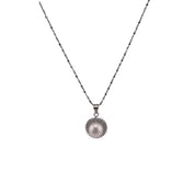 Sterling Silver, Zircon, Freshwater Pearl, Pendant, Necklace - Bridal Sun