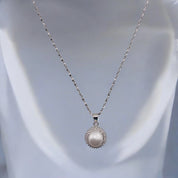 Sterling Silver, Zircon, Freshwater Pearl, Pendant, Necklace - Bridal Sun