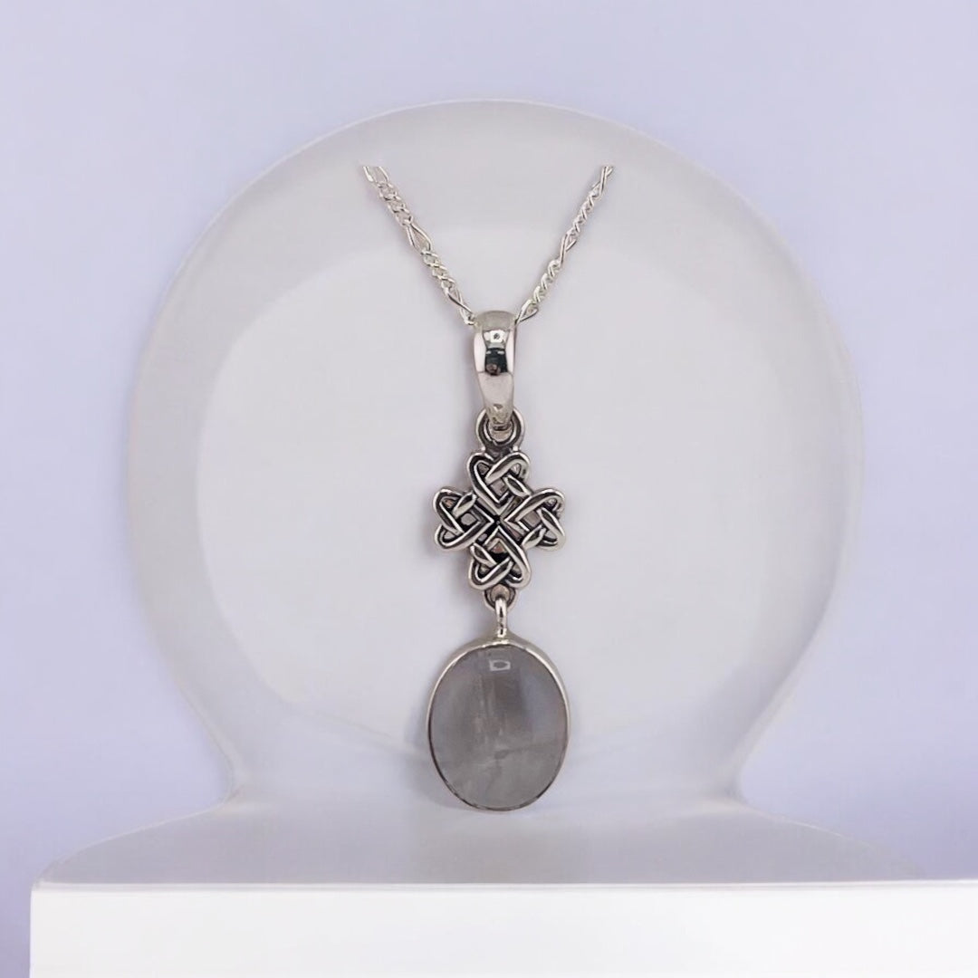 Sterling Silver, Celtic Moonstone, Pendant, Necklace - Ethereal Love