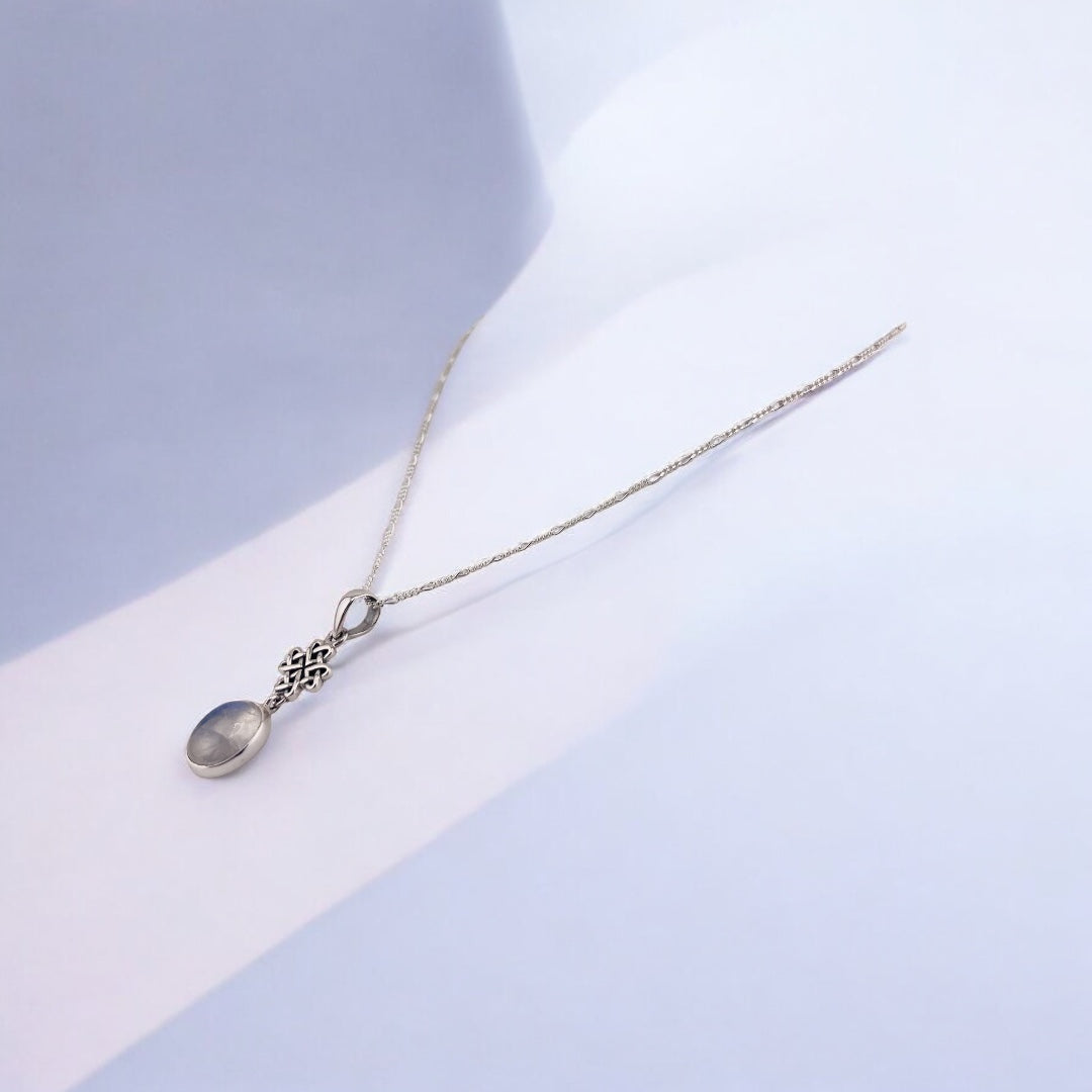 Sterling Silver, Celtic Moonstone, Pendant, Necklace - Ethereal Love