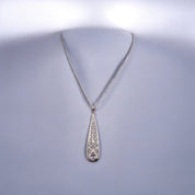 Sterling Silver, Zircon, Leaf, Clear Stone, Pendant, Necklace - Nature's Beauty