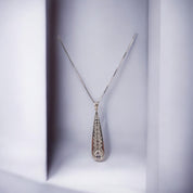 Sterling Silver, Zircon, Leaf, Clear Stone, Pendant, Necklace - Nature's Beauty