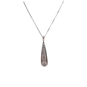 Sterling Silver, Zircon, Leaf, Clear Stone, Pendant, Necklace - Nature's Beauty