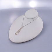 Sterling Silver, Zircon, Leaf, Clear Stone, Pendant, Necklace - Nature's Beauty