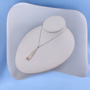 Sterling Silver, Zircon, Leaf, Clear Stone, Pendant, Necklace - Nature's Beauty