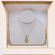 Gold-Plated, Sterling Silver, Zircon, Hamsa, Pendant, Necklace - Golden Hand