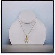 Gold-Plated, Sterling Silver, Zircon, Hamsa, Pendant, Necklace - Golden Hand