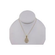 Gold-Plated, Sterling Silver, Zircon, Hamsa, Pendant, Necklace - Golden Hand