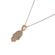 Gold-Plated, Sterling Silver, Zircon, Hamsa, Pendant, Necklace - Golden Hand