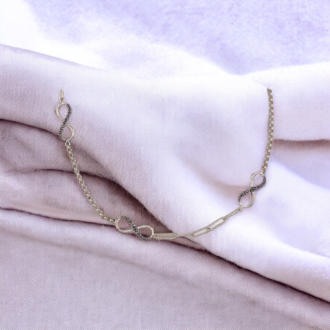 Sterling Silver, Paper Clip, Circle Link, Infinity, Necklace - Eternal Connection