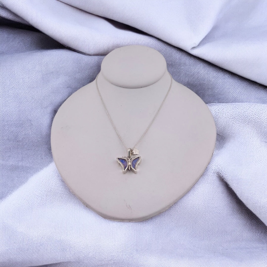 Iridescent Butterfly Pendant, Sterling Silver Necklace, Perfect Holiday and Birthday Gift