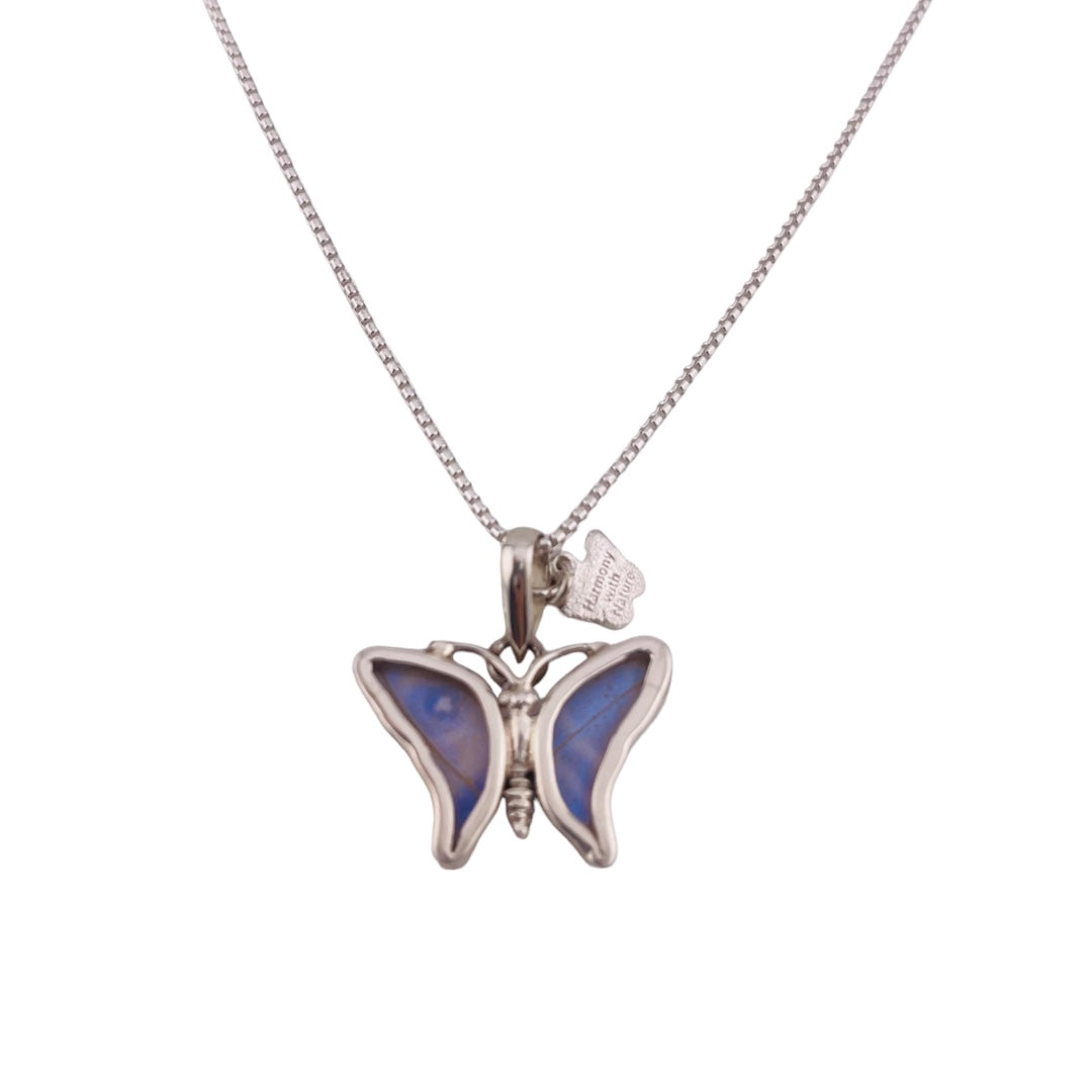 Iridescent Butterfly Pendant, Sterling Silver Necklace, Perfect Holiday and Birthday Gift