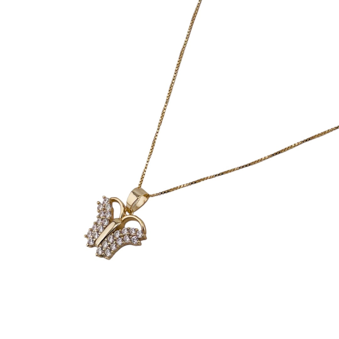 Gold Plated, Sterling Silver, Butterfly Design Zircon, Pendant Necklace, Elegant Flutter, Perfect Gift