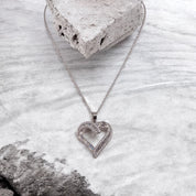 Sterling Silver, Zircon, Heart, Pendant, Necklace, Trendy Necklace, Heart Jewelry Gift