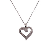 Sterling Silver, Zircon, Heart, Pendant, Necklace, Trendy Necklace, Heart Jewelry Gift