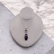 Sterling Silver, Purple Zircon, Amethyst Gemstone, Pendant, Necklace, Gift for Her, Statement Piece