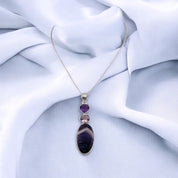 Sterling Silver, Purple Zircon, Amethyst Gemstone, Pendant, Necklace, Gift for Her, Statement Piece