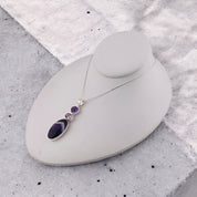 Sterling Silver, Purple Zircon, Amethyst Gemstone, Pendant, Necklace, Gift for Her, Statement Piece