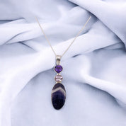 Sterling Silver, Purple Zircon, Amethyst Gemstone, Pendant, Necklace, Gift for Her, Statement Piece