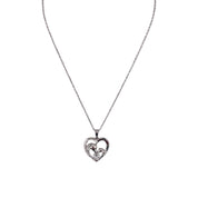 Sterling Silver, Zircon Heart & Horses Pendant, Necklace, Equestrian Gift, Trendy Jewelry