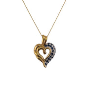 Gold-Plated, Sterling Silver, Heart, Zircon, Dark Blue, Pendant, Necklace - Enchanted Heart