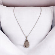 Sterling Silver Teardrop Pendant Necklace with Natural Super Seven Gemstone - Elegant Gift Idea for Her