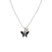 Iridescent Butterfly Pendant, Sterling Silver Necklace with Dark and Light Tones - Perfect Holiday and Birthday Gift