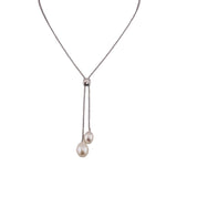 Sterling Silver Freshwater Pearl Bolo Tie Necklace - Contemporary Elegance, Special Occasions, Holiday Gifts