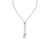 Sterling Silver Freshwater Pearl Bolo Tie Necklace - Contemporary Elegance, Special Occasions, Holiday Gifts