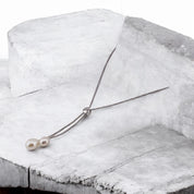 Sterling Silver Freshwater Pearl Bolo Tie Necklace - Contemporary Elegance, Special Occasions, Holiday Gifts