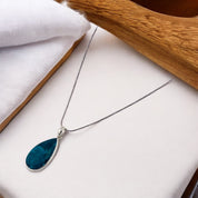 Stunning Green Gemstone, Teardrop Pendant, Sterling Silver Necklace, Gift for Her