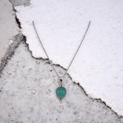 Green Round Pendant Necklace, Sterling Silver Chain, Perfect Gift for Her