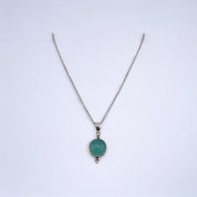 Green Round Pendant Necklace, Sterling Silver Chain, Perfect Gift for Her