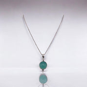 Green Round Pendant Necklace, Sterling Silver Chain, Perfect Gift for Her