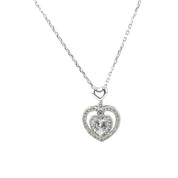 Sterling Silver, Zircon, Heart, Pendant, Necklace, Heart of Elegance