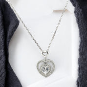 Sterling Silver, Zircon, Heart, Pendant, Necklace, Heart of Elegance