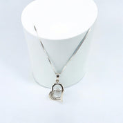 Sterling Silver Lovers' Gift Necklace with Heart Pendant and Center Zirconia Stone