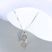 Sterling Silver Lovers' Gift Necklace with Heart Pendant and Center Zirconia Stone