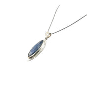 Sterling Silver, Blue Kyanite, Pointed Oval, Pendant, Necklace - Celestial Serenity