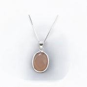 Sterling Silver, Natural Gemstone, Soft Pink, Oval, Pendant, Necklace