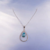 Larimar Teardrop Pendant, Sterling Silver Necklace, Larimar Gemstone, Blue Pendant,  Unique Jewelry Gift