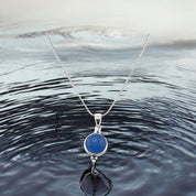 Sterling Silver, Natural Gemstone, Round Blue Stone, Pendant, Necklace