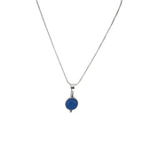 Sterling Silver, Natural Gemstone, Round Blue Stone, Pendant, Necklace